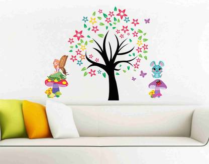 Decoration Designs 116.84 cm Fairy On A Mushroom tree wall stickers Self Adhesive Sticker