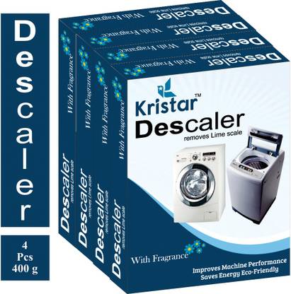 Kristar Washing Machine Tub/Drum cleaning Powder with Best appliance Descaler Technology for any fully automatic front/top load washing machine pack of 4 (400 gm) Detergent Powder (Lemon)