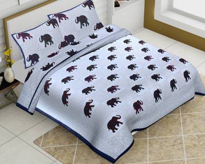 JAIPUR COTEX 120 TC Cotton Double Jaipuri Prints Flat Bedsheet