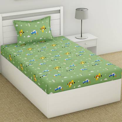 haus & kinder 186 TC Cotton Single Printed Flat Bedsheet