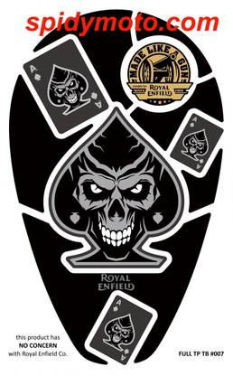 Spidy moto Skull Design 07 Tank Pad, Tank Protector Motorcycle Tank Pad for Royal Enfield Thunderbird 500, Thunderbird 350 Bike Tank Pad