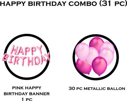 Prihit Solid Happy Birthday Balloons Decoration Kit 31 Pcs, (Multicolor, Pack of 31)