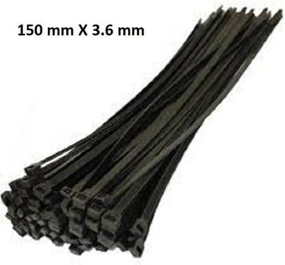 Easy Zone Nylon Self Locking Cable Ties |Heavy Duty Zip Wire | Organizing Tie | Colour - Black , Size - 150 mm X 3.6 mm Nylon Flexible Straps Cable Tie