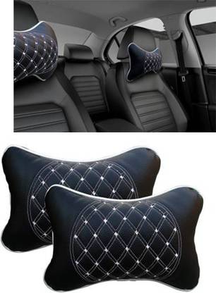 RONISH Black, White Leatherite Car Pillow Cushion for Honda, Hyundai, Kia, MG, Mahindra, Maruti Suzuki, Tata, Toyota