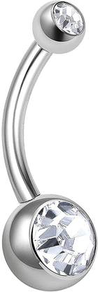 Via Mazzini Stainless Steel Crystal Belly Button Navel Ring for Women and Girls (BB0021) 1 Pc Stainless Steel Beaded Charm