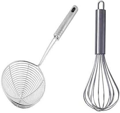 LMR3 Hand Blender Mixer Froth Whisker Latte Maker for Milk Coffee Egg Beater Juice (9 Inches) and Trading Stainless Steel Deep Fryer Strainer/Mesh Strainer/Jhara/Puri Strainer for Kitchen Sieve (14 cm ) (Steel Pack of 2) Steel Hand Blender Mixer Froth Whisker Latte Maker for Milk Coffee Egg Beater Juice (9 Inches) and Trading Stainless Steel Deep Fryer Strainer/Mesh Strainer/Jhara/Puri Strainer for Kitchen Sieve (14 cm ) (Steel Pack of 2) Kitchen Tool Set Strainer