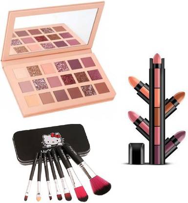 SWIZ HUDA Professionals Nude Eyeshadow kit + Fab 5 Nude5 In 1 Lipstick, 7.5 g + brushes