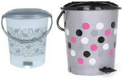 AK HUB New Unique Printed Design Standard Plastic Pedal bin ( 18 L & 12 L ) ( Multicolor ) Plastic Dustbin