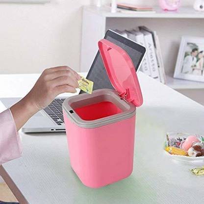 KitchExpo Small Trash Bin, Mini Kitchen Dustbin, Mini Desktop Waste Bin with Push Dustbin Plastic Dustbin