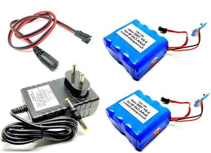INVENTO 2Pcs 9V - 9.6V 1500 mAh Ni-Cd Rechargeable Battery 1.2V x 8 AA Cell Battery Pack + 12V 2A DC Adaptor Charger + Charger Cable Automotive Electronic Hobby Kit