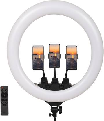 Alchiko ZB-F488 22 Inch Ring Light 3 Color Modes Adjustable Brightness Mobile Camera Holder, Remote Control Ring Light Photography Studio Lighting For Live Streaming, Make up Ring Flash