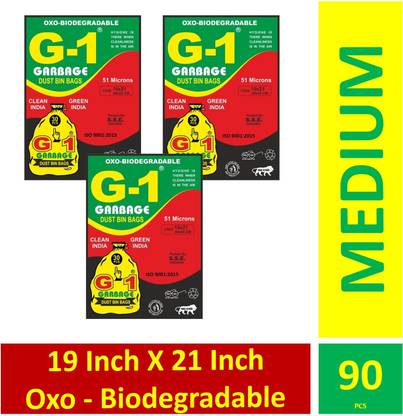 G-1 Oxo Biodegradable Black 90 Pieces Medium 15 L Garbage Bag  Pack Of 90