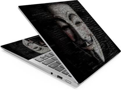 Techfit HD Printed Easy to Install Full Panel Laptop Skin/Sticker/Stretchable Vinyl/Cover for all Size Laptops upto 15.6 inch No Residue, Bubble Free - Hacker Anonymous Typography Self Adhesive Vinyl Laptop Skin Compatible for 15.6 inch
