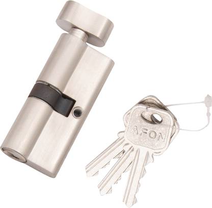 Afonlock BRASS PIN CYLINDER 70MM WITH 3BRASS KEYS| One Side Knob , One Side keys| SS FINSH Lock