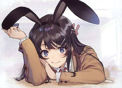 Anime Rascal Does Not Dream Of Bunny Girl Senpai Animal Ears Blue Eyes Mai Sakurajima HdMatte Finish Poster Paper Print