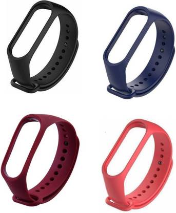TECHNUV Soft Silicon Replacement Band Strap 3 & 4 (black,navy blue,wine red,red) Smart Band Strap