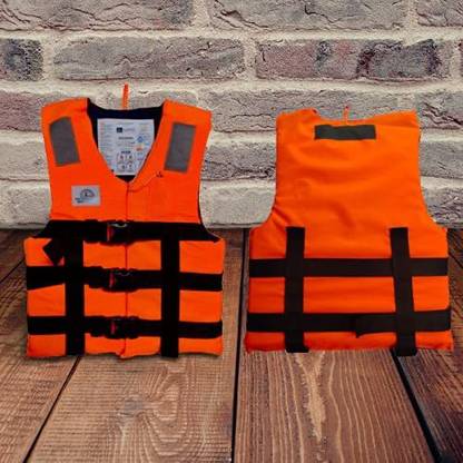 Akma Life Jacket with IRS Approved Whistle, Weighing Upto 120 Kgs (Model Nautical) Swim Floatation Belt