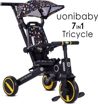 baybee Mario Pro 7 in 1 Kids Cycle | Tricycle Cum Stroller with Canopy and Parental Adjust Push Handle - Smart Plug & Play with Rubber Wheels Baby Tricycle for Kids 1.5 to 5 Years D168 Tricycle