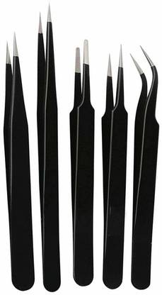 Glamezone 5 Pcs ESD Precision Multifunction Tweezers Set, Anti-Static Tweezers Kit