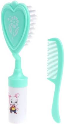 GUCHIGU Comb and Brush Set Easy Grip Soft Bristle Baby Grooming Kit for Newborn Babies Kids with Rattle Chime (1 Comb + 1 Hair Brush