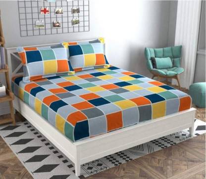Dahlia 200 TC Polycotton Double Printed Fitted (Elastic) Bedsheet