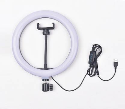 Alchiko Good Quality 10 Inch Portable LED Ring Light with 3 Color Modes Dimmable Lighting for Photo-Shoot Video Shoot Live Stream Makeup & Blogging Compatible with Phones & Cameras 2500 lx Camera LED Light