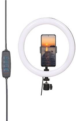Alchiko Good Quality Portable 10 Inch Big LED Selfie Ring Light for Smartphone to Capture Your Photo and Video for Live Streaming, LED Makeup, Video Conference, Online Classes 2500 lx Camera LED Light
