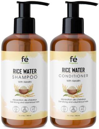 Fé Organics Rice Water Shampoo and Conditioner Kit with Natural Source Ingredients, Color Safe, Bio Renew