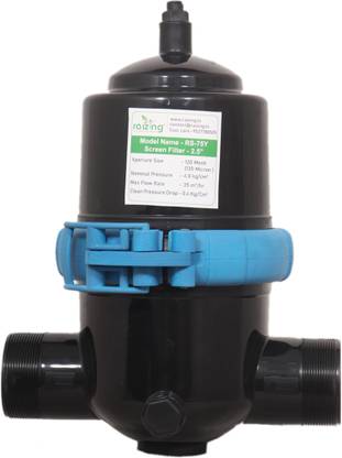 Raizing Premium Quality Screen Filter 2.5 Inch (75 mm ) | Industrial Filter (T-Type Filter) | 120 Mesh or 130 Micron | R.O. Filter, Garden Lawn, Drip Irrigation Filter, Home or Apartment, Water Tank Filter | Made in India Drip Irrigation Kit