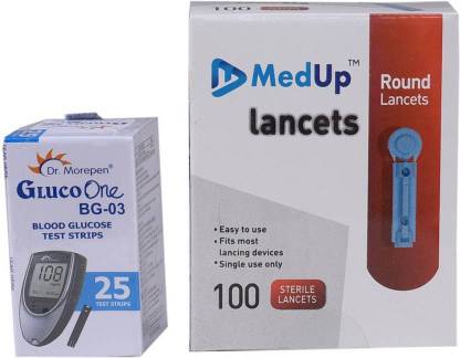 medup Round lancet with Dr Morephen 25 strips Glucometer Lancets
