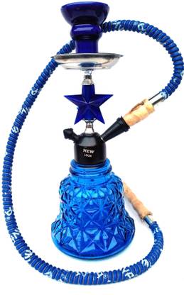 The New Look The New Look 13 inch Star Bottle Glass Hookah Blue 13 inch Glass Hookah