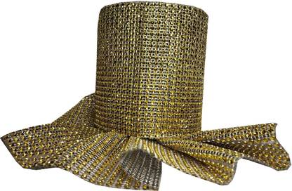 Stylewell CWG0067 GOLDEN CHINA PATTA LACE GOTA PATTI WITH GOLDEN SPARKLING DESIGN MACHINE MADE EMBROIDERY LACE BORDER WITH 11.43cm WITH 9 MTR LONG Lace Reel