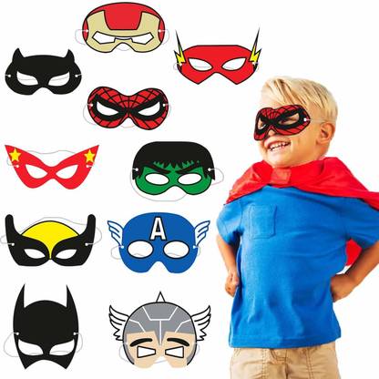 Party Propz Super Hero Mask 10 Pcs for Superhero Party Supplies Party Mask