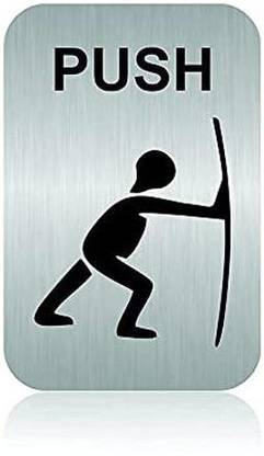 jv Stainless Steel Self Adhesive Push with Logo Signage Board for Office (4" x 6" inch) Name Plate