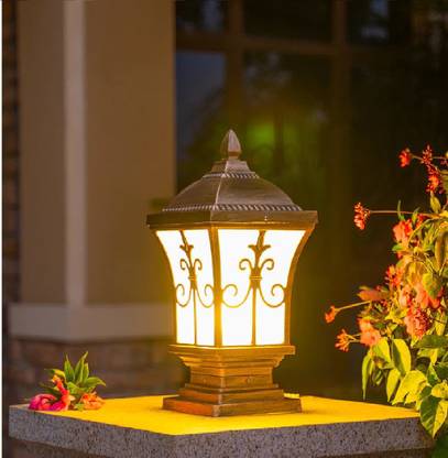 Mistico Gate Light for Home Gate Modern Design Pillar Main Door Lights Outdoor Aluminum Body with PVC Plastic (Golden, 1Pc) Gate Light Outdoor Lamp