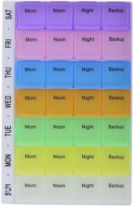 S M CREATION 7-day Pill Medicine Organizer 7-Day-Weekly Pill Case 28 Compartments Colorful Weekly Travel Pill Planner, Portable Travel Kits,Dust-Proof Box for Pills/Vitamin/Supplements Daily Reminders of 4 Times Pill Box