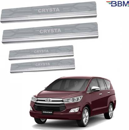 BBM Stainless Steel Foot Steps Car Door Chrome Silver Sill Scuff Plates With Adhesive Tape (Set of 04 pcs) For Toyota Crysta Door Sill Plate