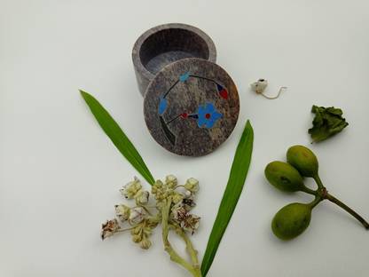 Al Maun Erina Handmade Inlay Stone Round Storage Box Storage Box