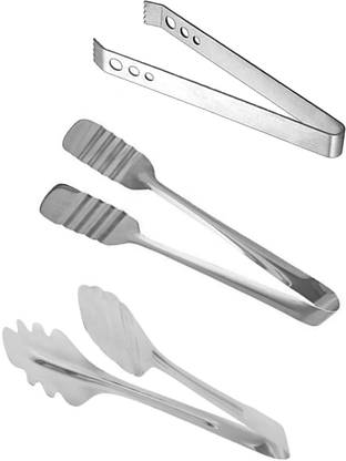 finality Tongs Set of 3 Premium Tongs Set of 3 Cake Tong, Oval Tong, Sugar/Pickle Tong & Puri/Ice Tong 18 cm Utility Tong Set