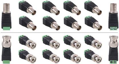 TAAPSEE 10 Sets BNC Male & Female Connector Adapter with Solderless Screw Terminal for Balun CCTV Surveillance Camera Accessories, RG59 RG6 Video Coaxial Cable Pigtail, Tap Wire Connector