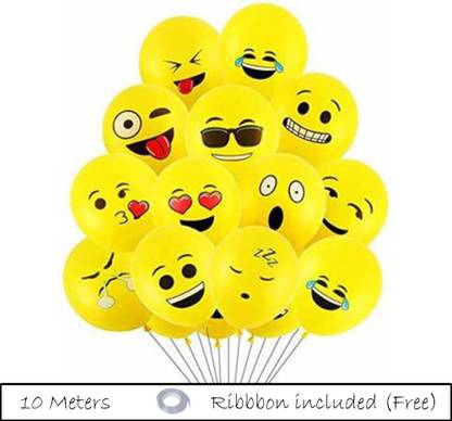 Party Hub Printed Emoji Balloons Smiley Face Expression Latex Balloon Balloon