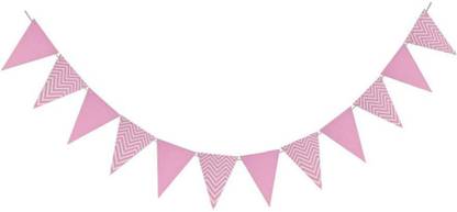 FUNCART Sparkly Triangle Flags Bunting (Pink) Banner