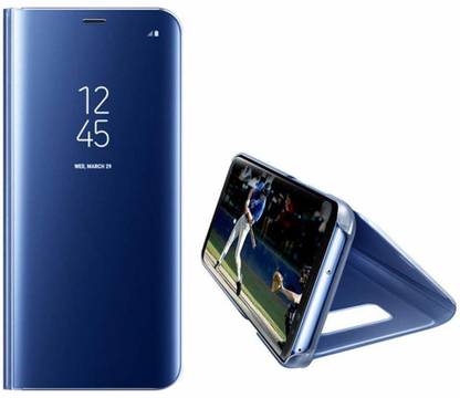 FancyArt Flip Cover for Redmi 9i Case, Smart Clear Case for Redmi 9i with Kickstand - MirrorFlip Royal Blue