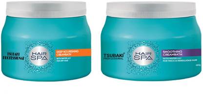 Tsubaki L'Oreall Paris Hair Spa Smoothing Combo Pack Creambath (490 ml)+Deep Nourishing Cream Bath Hair Spa (490ml)