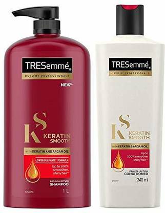 TRESemme Keratin Smooth Shampoo, 1L and Keratin Smooth Conditioner, 340 ml