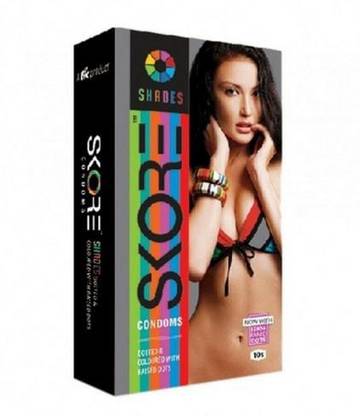 SKORE Shades Condoms - 8 Colours with 1500 Raised Dots 10s Pack Condom