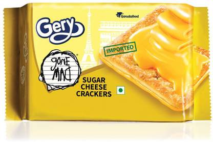 Gery Gone Mad Sugar Cheese Crackers - Crispy Biscuit Snack with Cheese Spread - Each Pack Contains 5 Pairs Crackers (110 Grams x Pack of 10) Cream Sandwich Biscuit
