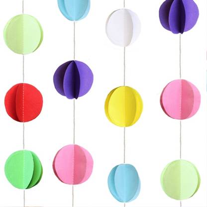 FUNCART Multicolor Colorful 3D Round Circle Hanging Decoration