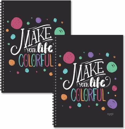 ESCAPER Make Your Life Colourful Designer Registers A4 Size (Pack of 2 Units) | Spiral Notebooks Ruled a4 | a4 Size Notebooks | Register Books | Motivational Notebooks A4 Notebook Ruled 160 Pages
