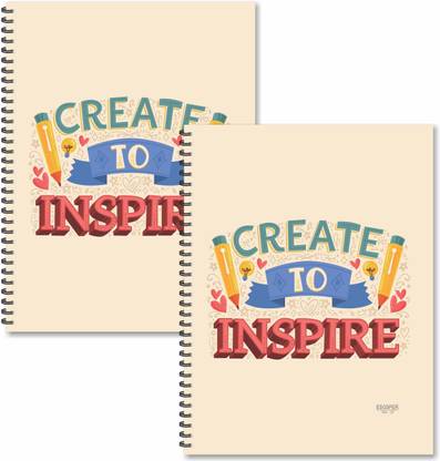 ESCAPER Create to Inspire Designer Registers A4 Size (Pack of 2 Units) | Spiral Notebooks Ruled a4 | a4 Size Notebooks | Register Books | Motivational Notebooks A4 Notebook Ruled 160 Pages